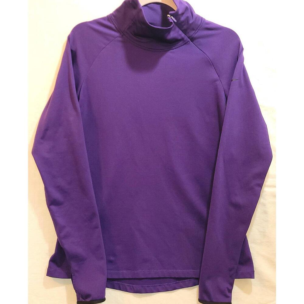 Nike Pro DriFit Pullover Purple Running L-Sleeve Athletic Zip Mock Neck Men XL - Picture 3 of 13